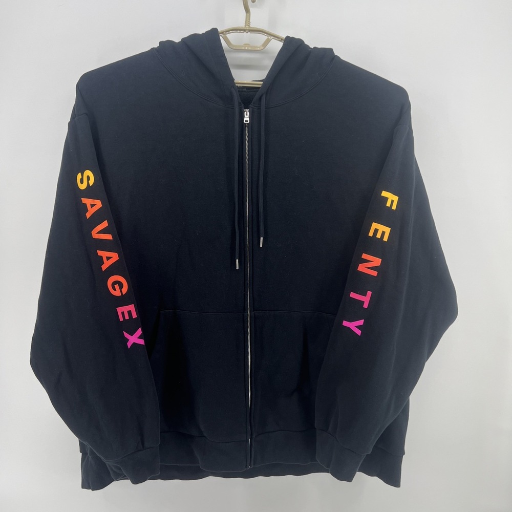 Savage X Fenty Full Zip Hoodie Men's 4XL Black Oversized Sweatshirt